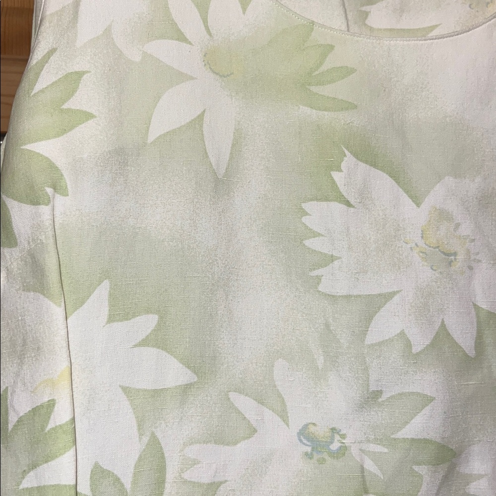 Valerie Stevens Light Green Floral Silk Tank Top Sz M - Picture 2 of 6